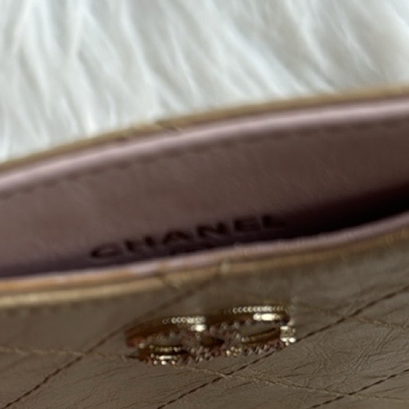 Rare CHANEL Quilted Wallet Lambskin Metallic ID Card Holder Gold Pink 2011 - Picture 7 of 7